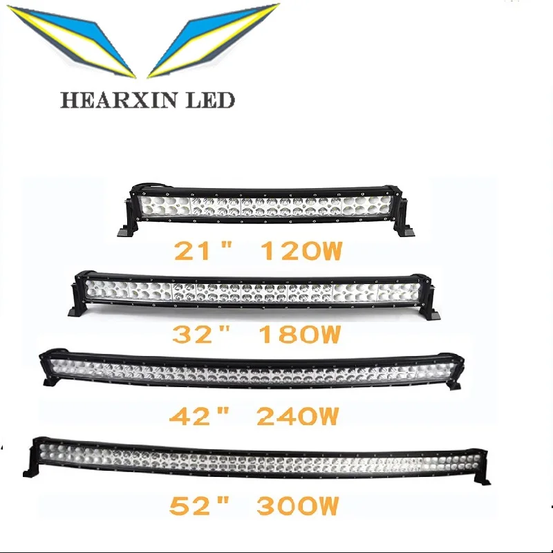 Source 21 32 42 52 inch curved led light bar 120W 180W 300W COMBO dual row Driving Offroad Tractor Truck 4x4 SUV 12V 24V on m.alibaba.com