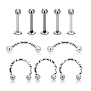 Wholesale 10PCS G23 Titanium Septum Hoop Nose Ring C Rod 16G Labret Lip Stud Eyebrow Earrings Women Body Piercing Jewelry