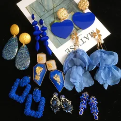 Barlaycs Fashion Statement Designer Vintage Acrylic Resin Rhinestone Crystal Long Drop Dangle Earrings for Women Jewelry