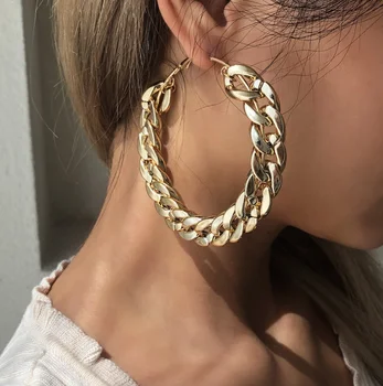 Lady Earrings Exaggerated Personality Large Circle Chain Earrings Pendant Hipster Street Auction Hot - Selling Earrings #0672