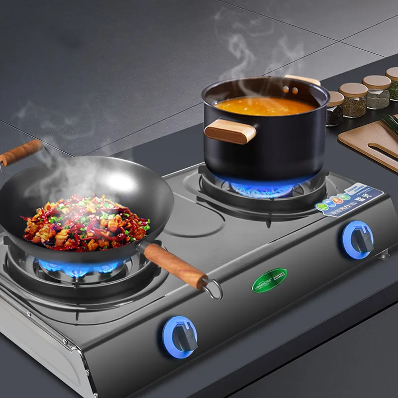 Competitive Price  Double burner Biogas Cooking Stove 2 burner Portable Cooktop