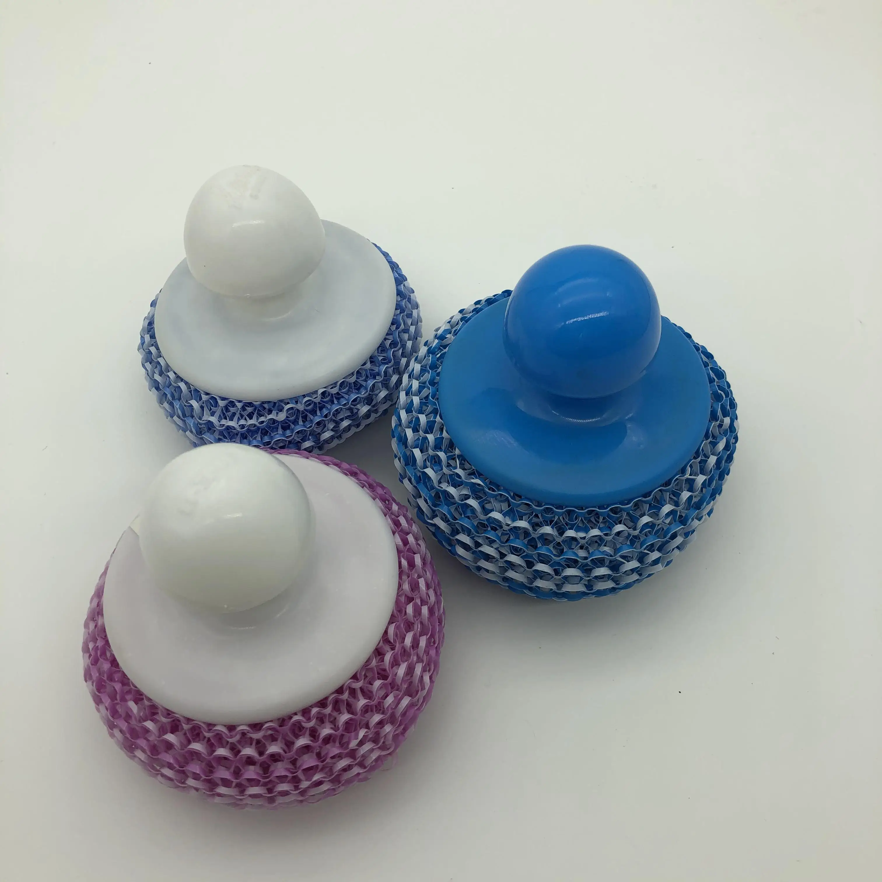 Factory Customized Kitchen Dish Cleaning Scourer Ball Plastic Polyester Opp Bag Round Kitchen Scrubber in Vase Degreaser Kitchen