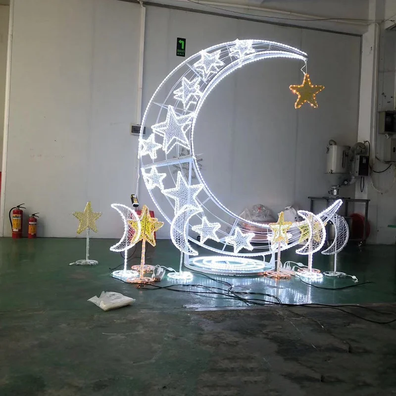 Large Star and Moon 3D LED Street Display Christmas Decorative Lighting for Streets