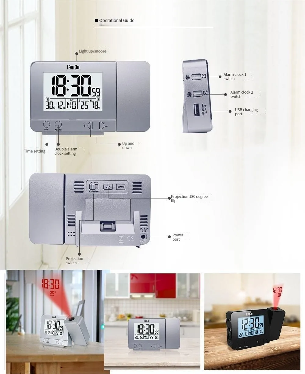Holographic Projection Clock Living,Room Intelligent Projection