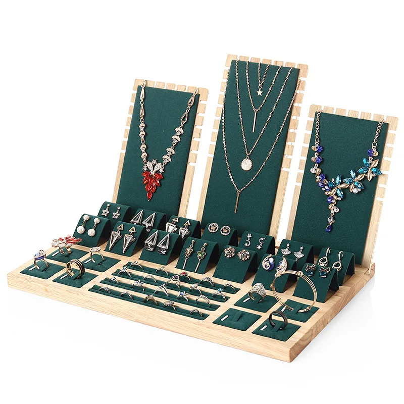 Luxury Classic Bamboo Jewelry Display Set Ring Necklace Bracelet ...