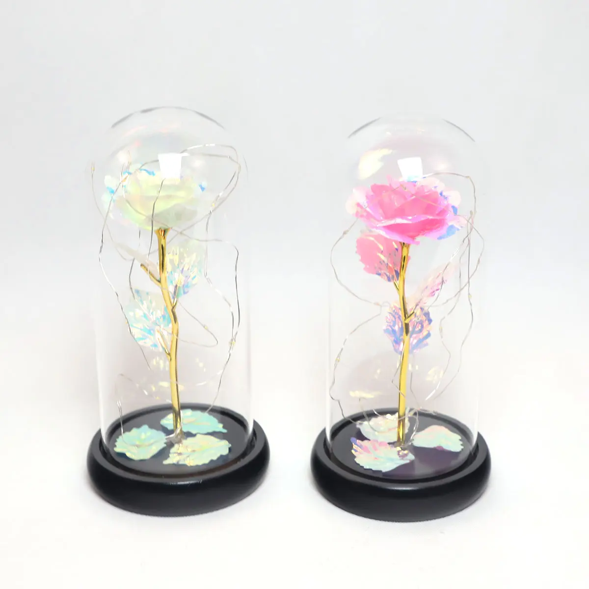 handmade antique glass cloche dome artificial christmas flowers rose flower gifts for womens