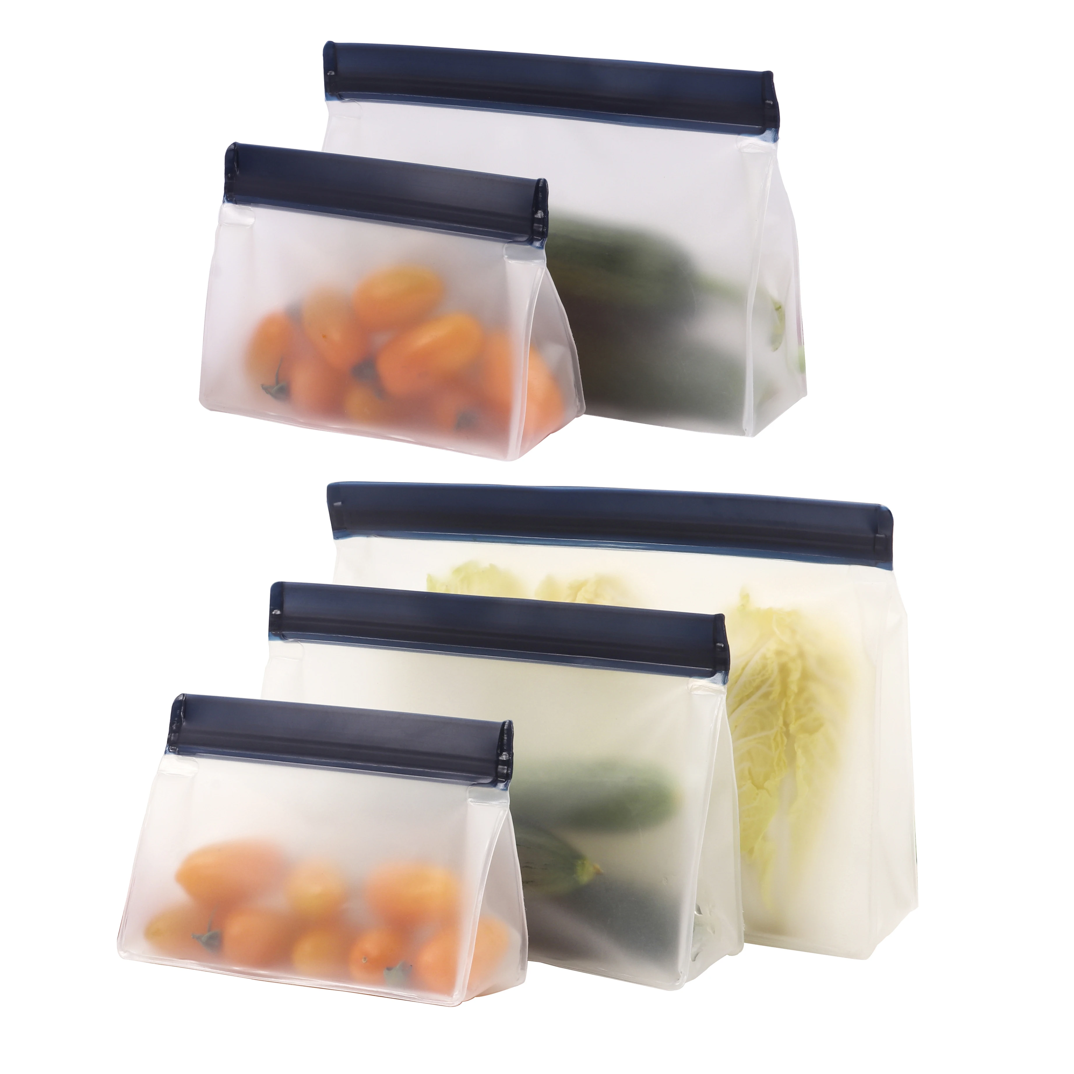 China Food Silicone PEVA Clear Space Home Freezer Leakproof Zipper Zipper Finishing Packing Fresh Keeping Reusable Storage Bags