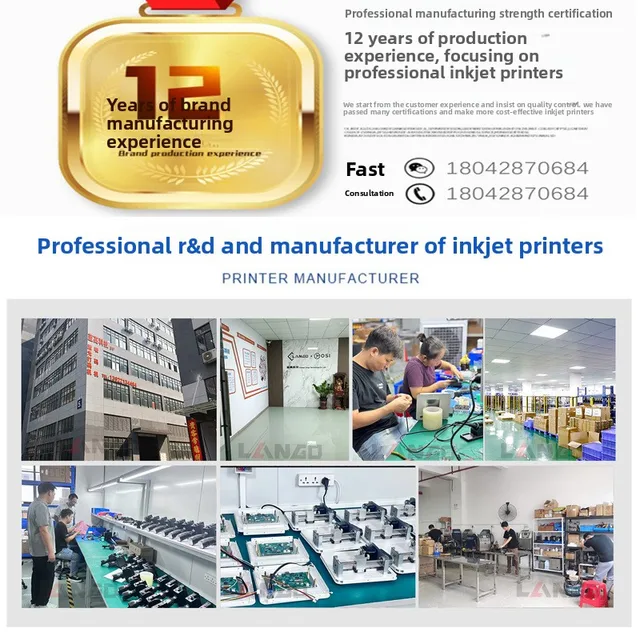Ink Cartridge Coding Machine for Food Textiles Packaging Bags; Prints Production Dates and QR Codes; China Origin 5
