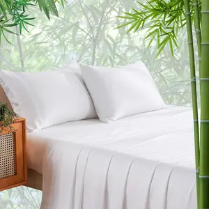 Wholesale 300TC Customized Size Pure Natural 100% Bamboo Viscose  Quilt Duvet Cover Bed Sheet Bedding Sets