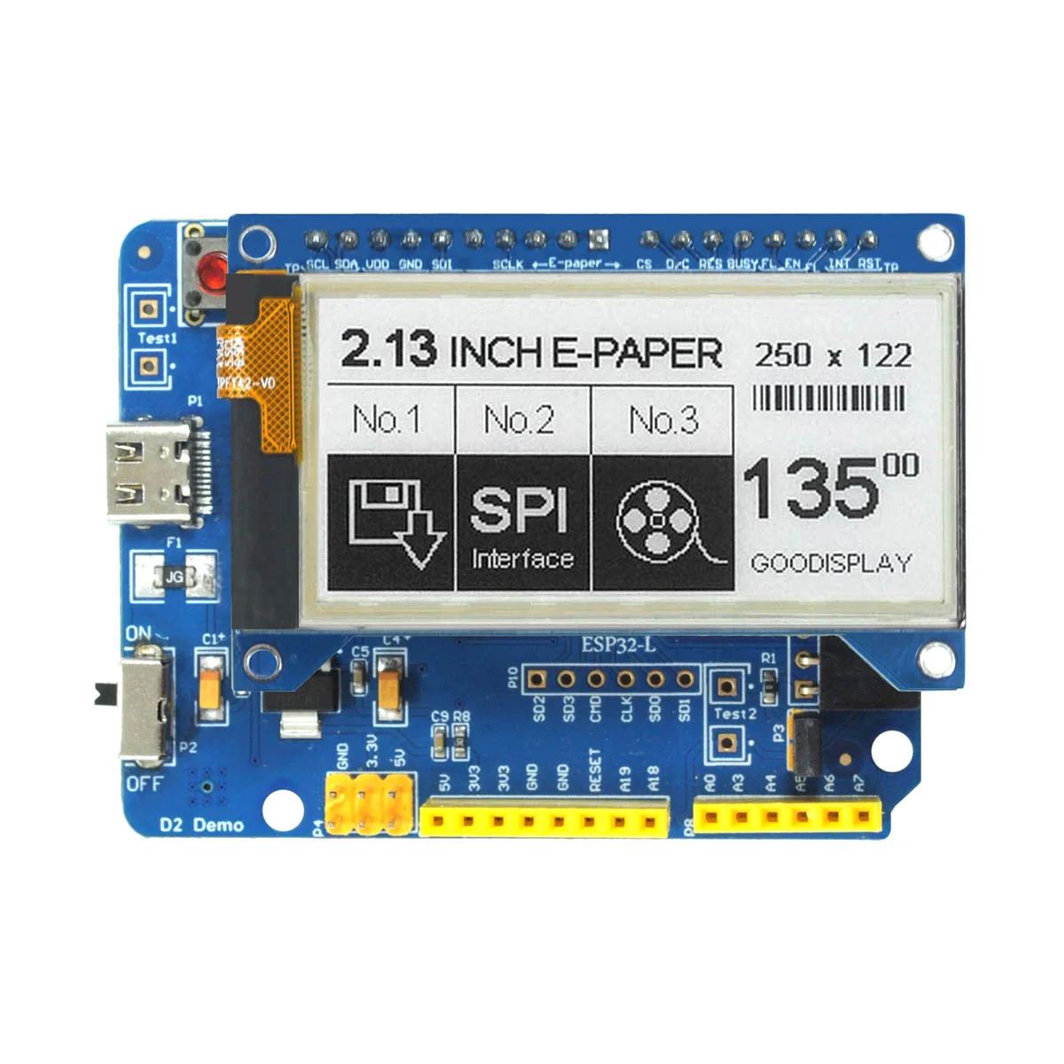E Ink Module with Touchscreen & Front Light - 2.13 Inch
