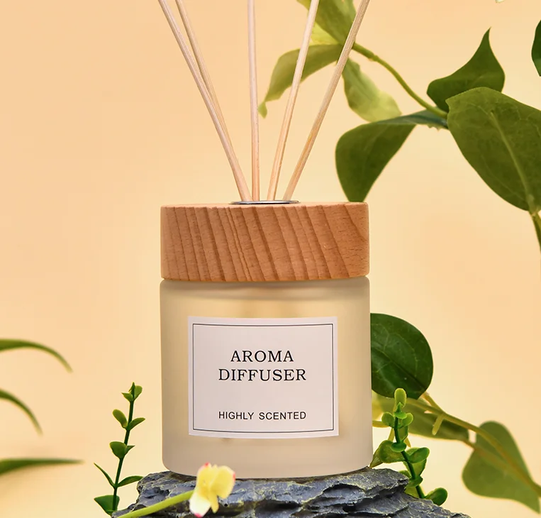 Runfan Big Custom Wooden Bamboo Vase Essential Oil Reed Diffuser With