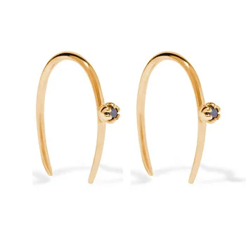 Minimalist 925 silver jewelry black CZ earring wire simple gold earring designs for women