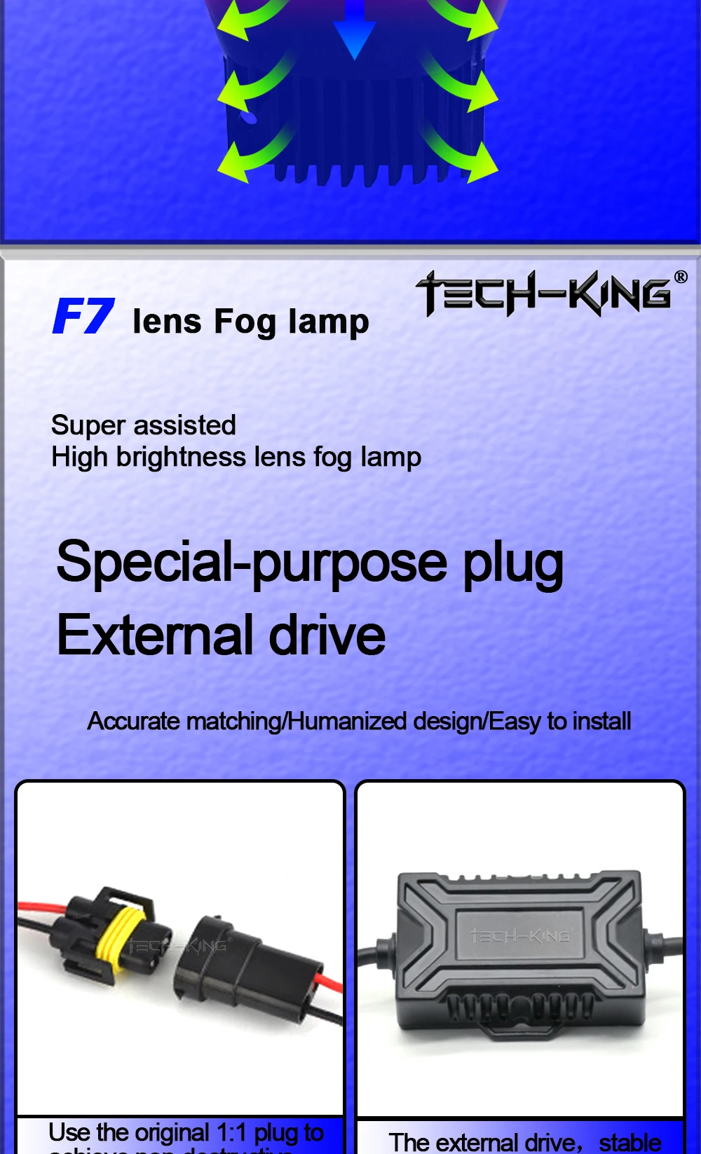 TECH-KING 3inch 56w 72w H11 3000K 6000k 3colour high Low Beam Universal bi Led projector Fog lamp High brightness lens fog lamp