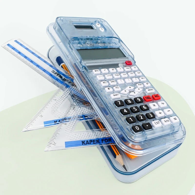 Creative Multifunction Clock Maths Function Calculator Ruler Protractor High Quality 2in1 Calculator with Giometric Set