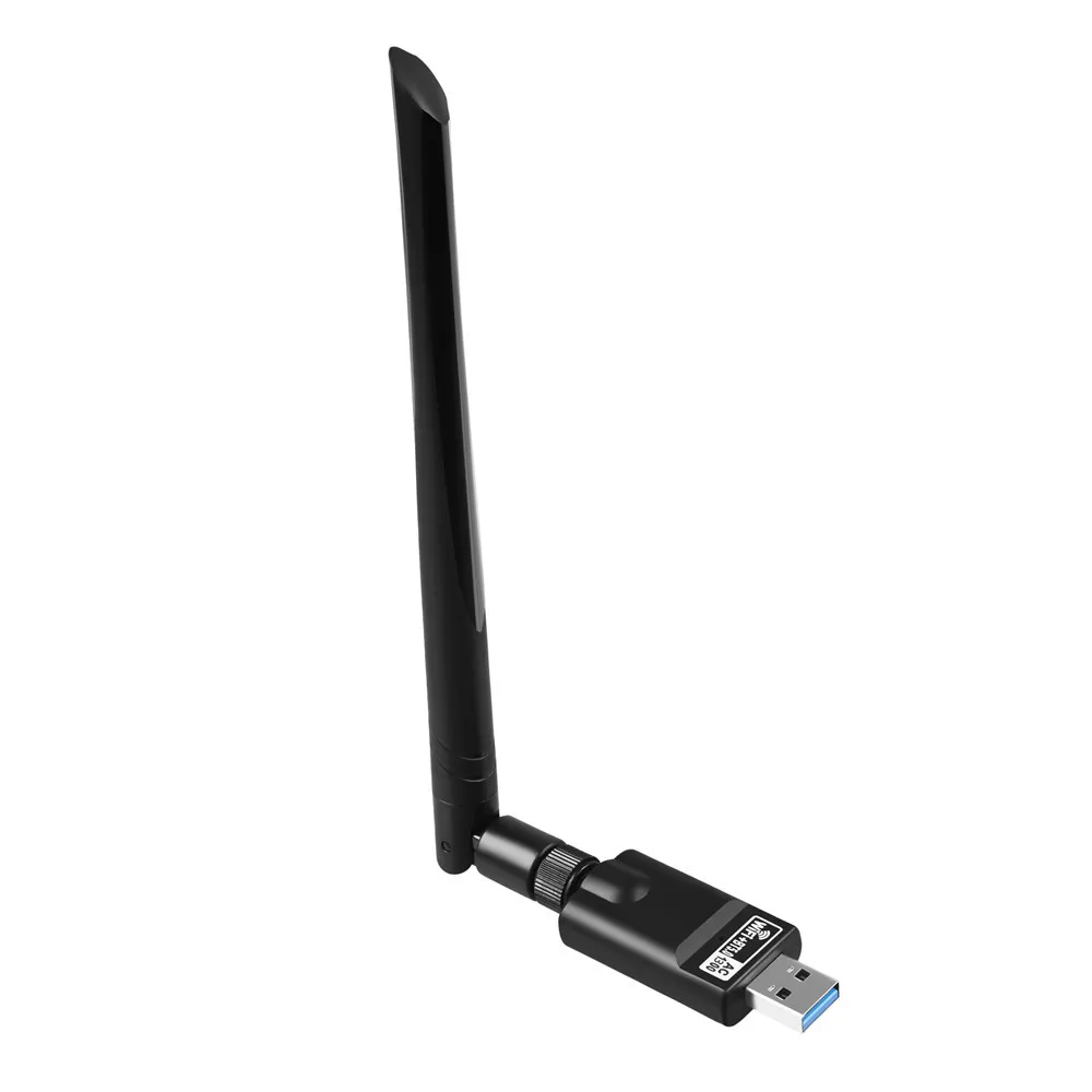 Laptop Wireless Card USB 3.0 1300Mbps Wireless USB WiFi Adapter for PC,2.4GHz/5GHz Dual Band 5dBi High Gain Antenna Network Adapter for Desktop Dual Antenna Pure Black 