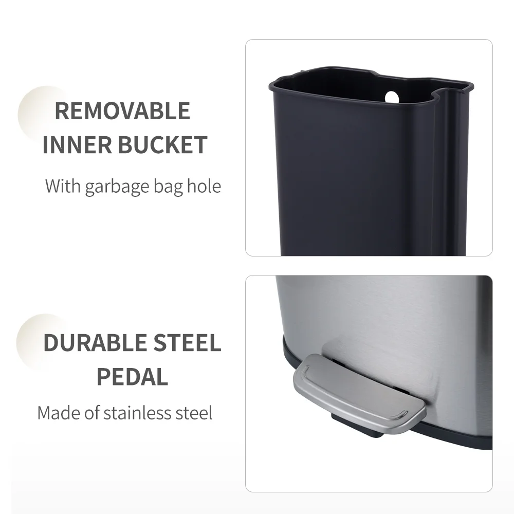 Ultra-Quiet Foot Pedal Trash Can - Commercial-Grade 5L/50L Stainless ...