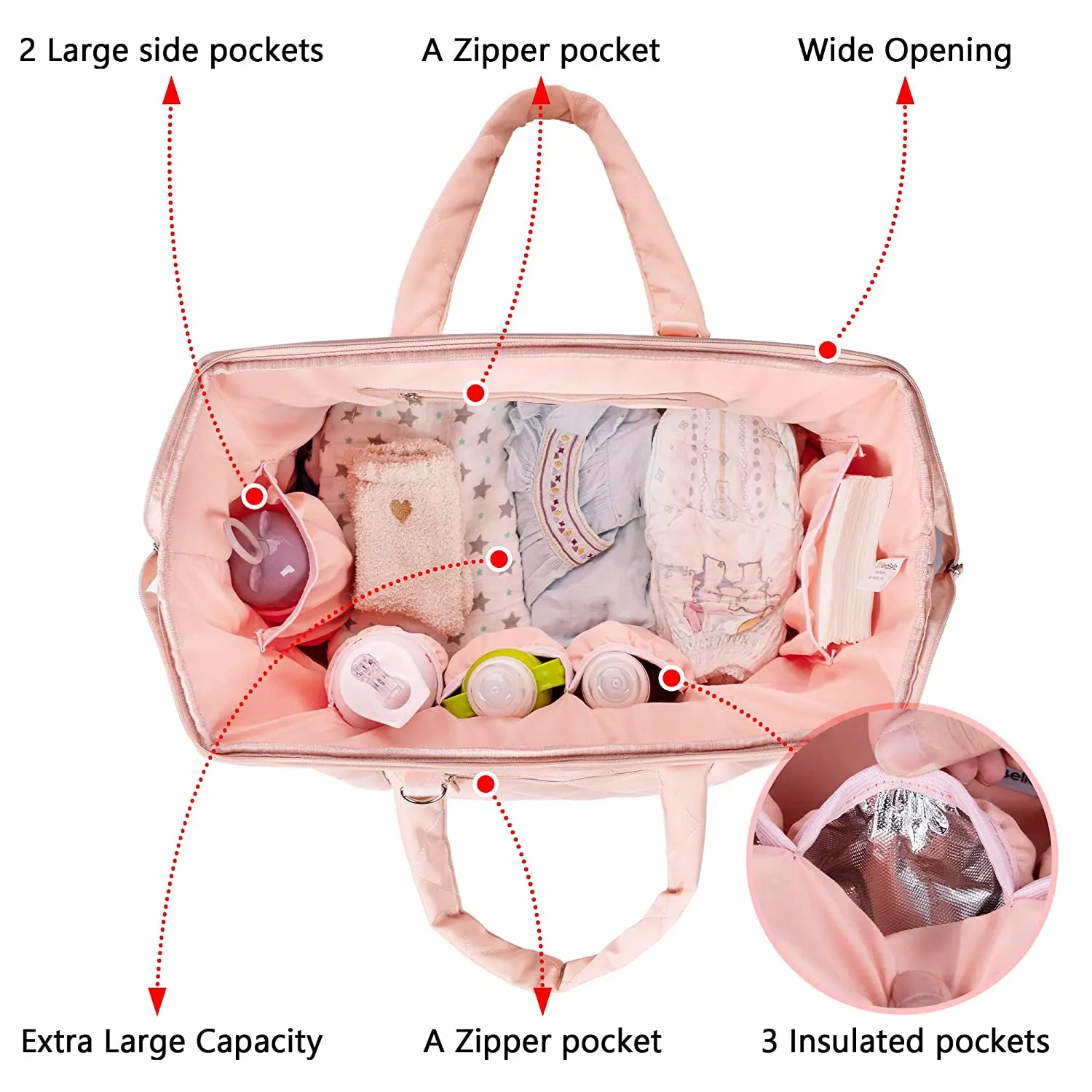 Custom Waterproof Material Diaper Bag Mother Travel Care Bag Large
