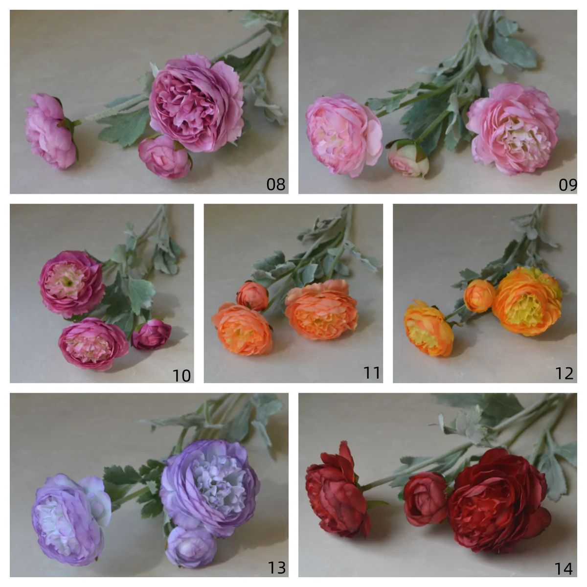 Wholesale 3 Heads Artificial Silk Ranunculus Pink Decorative Flowers