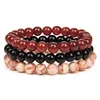 8mm red agate + black bright stone + Red Network