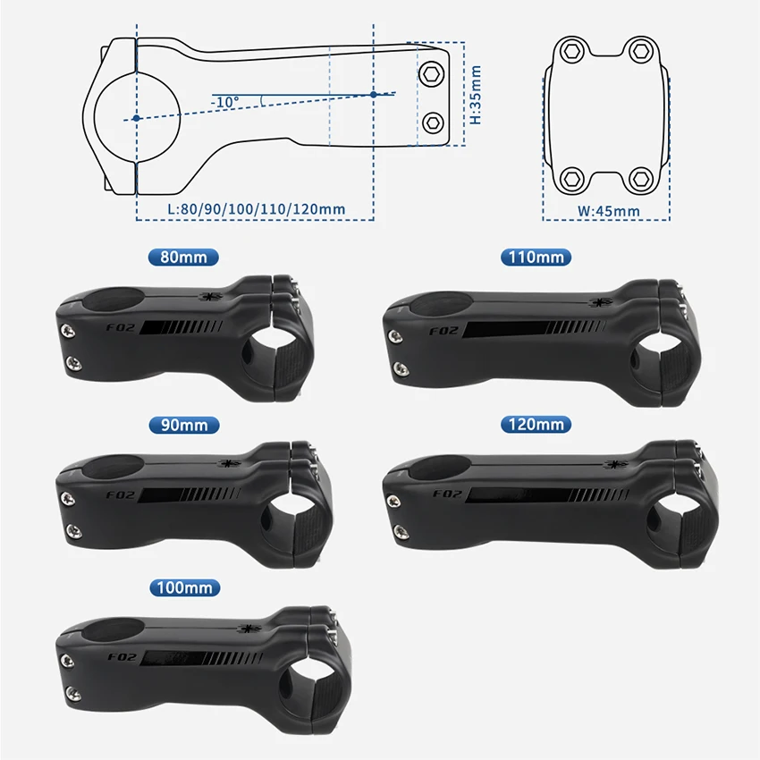 Speciality T1000 Carbon MTB Handlebar Stem -10 Degree, 80-120mm