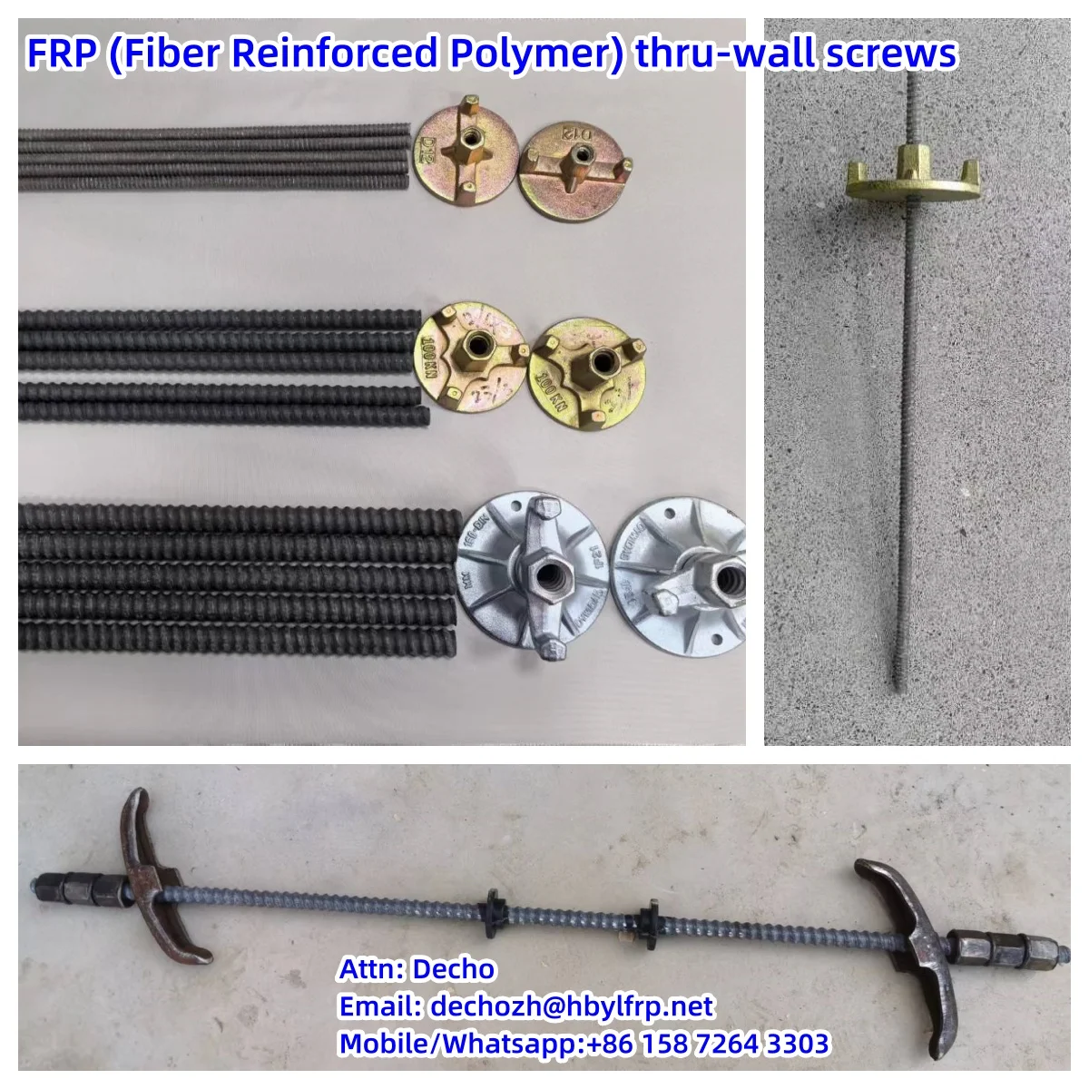 Building Concrete Formwork FRP Screw Thread Water Stop Tie Rod with ...