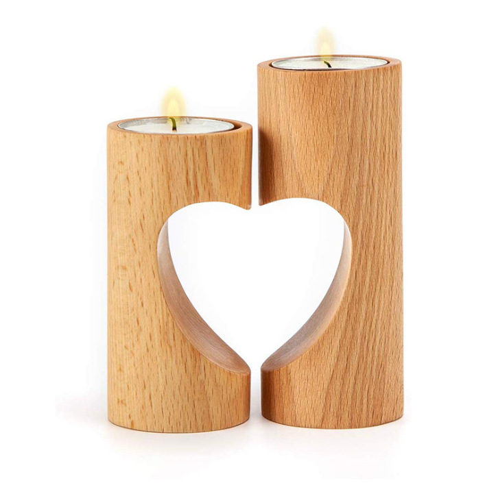 Античные декоративные деревянные искусные Tealight милое сердце праздничное свадебный подсвечник для ужин украшение для стола