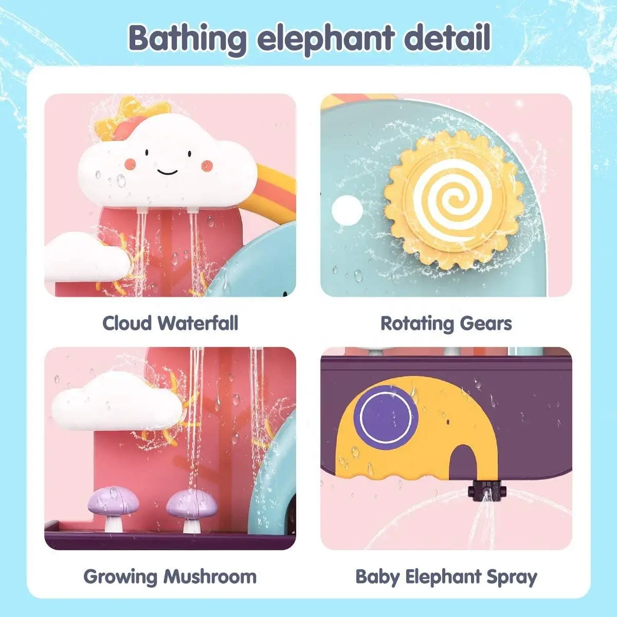 Hot Selling Baby Elephant Bath Toy Bathtub Toy Elephant Waterfall For