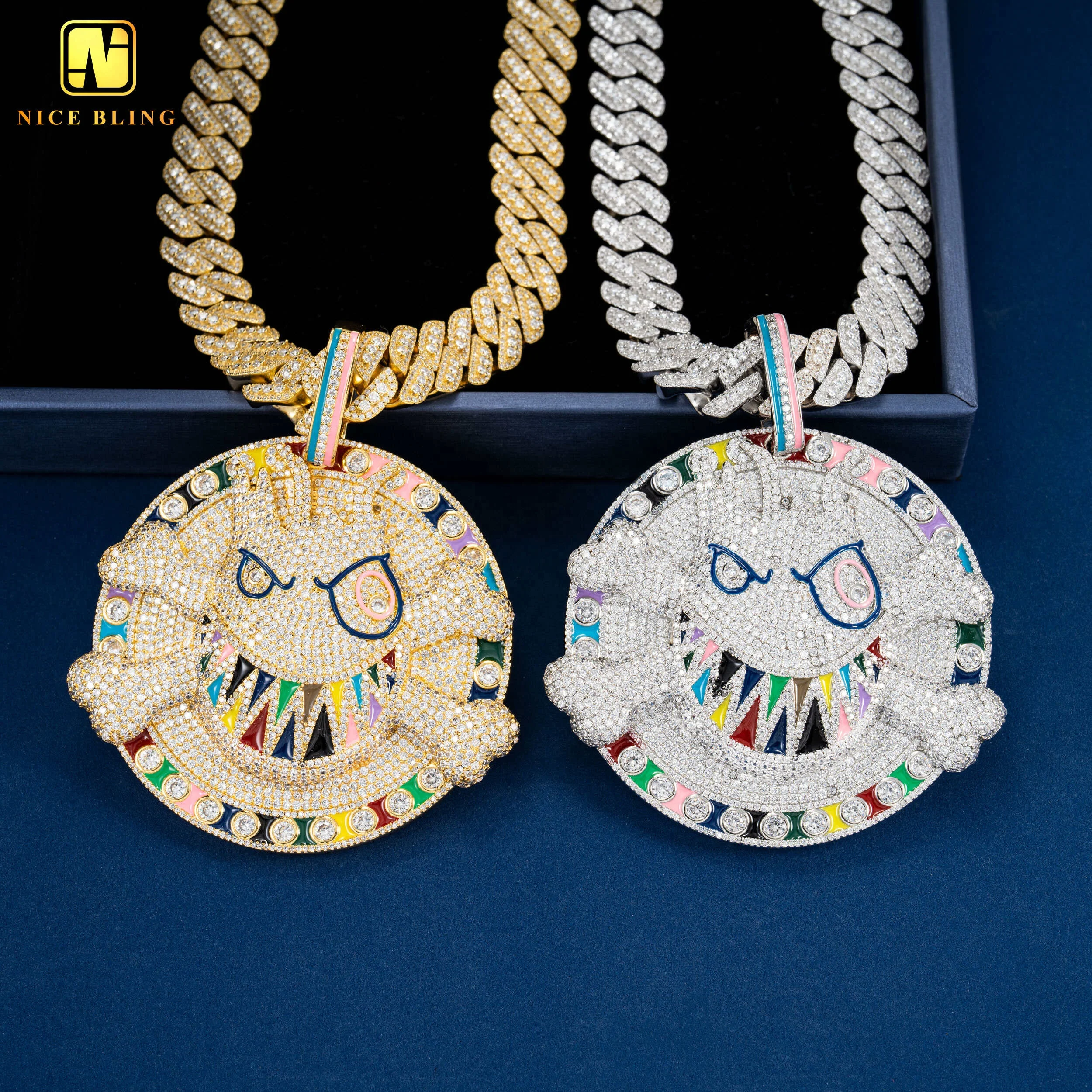 Wholesale Skull Face Cartoon Pendant - Exaggerated CZ Jewelry