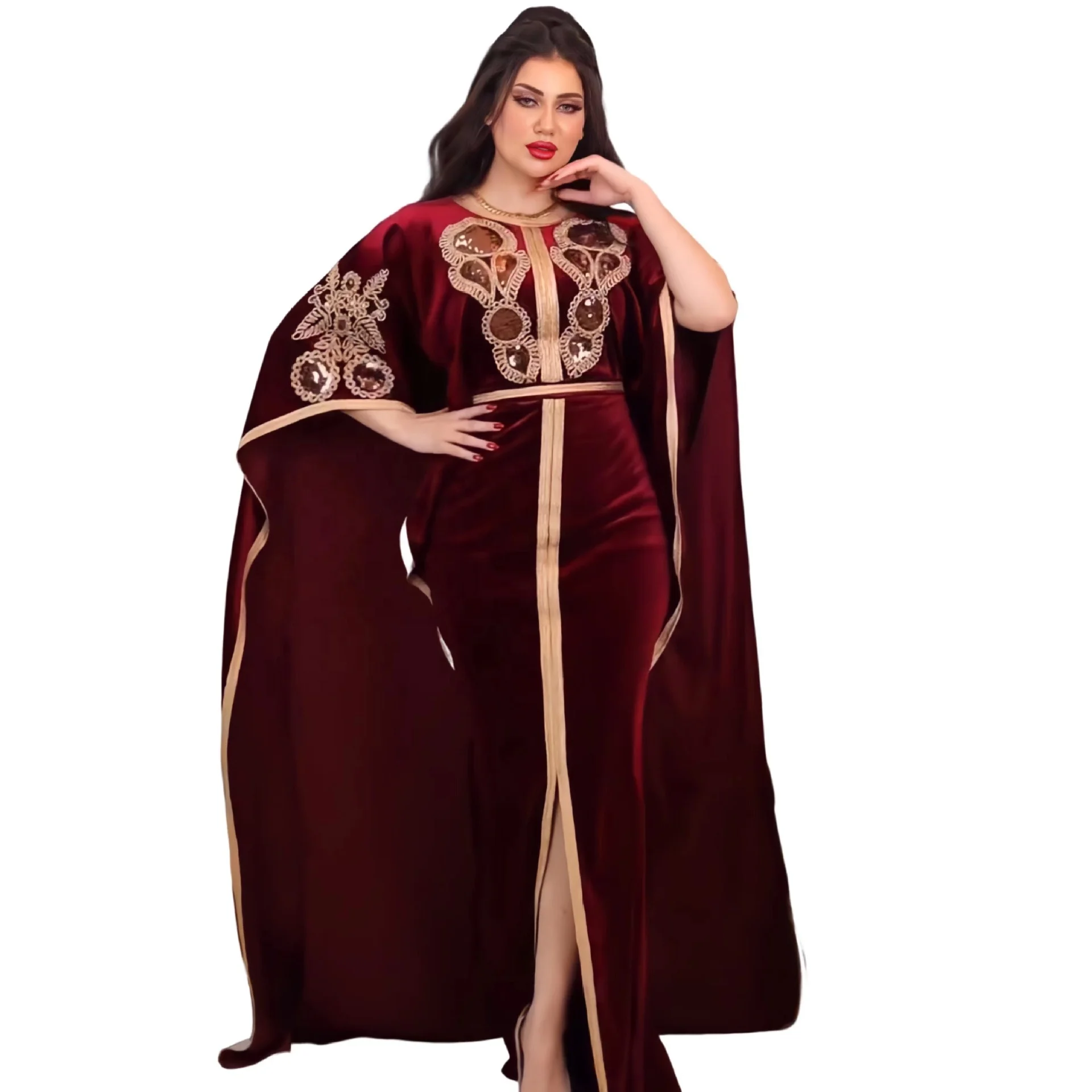 Red Women Fancy Maxi Arabic Abaya Dress Soft Satin Jabaliya Hijab Dress  Dubai Abaya Dress Kaftan A-line Dress - Walmart.com