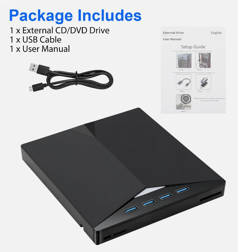 Factory Price USB 3.0 external cd and dvd drive for laptop DVD Writer Drive Burner Reader Player for Windows 7/8/10/11