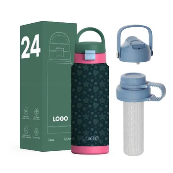 Wholesale Green Pink Color 24oz Stainless Steel Water Bottle Insulated Flask For Back To School