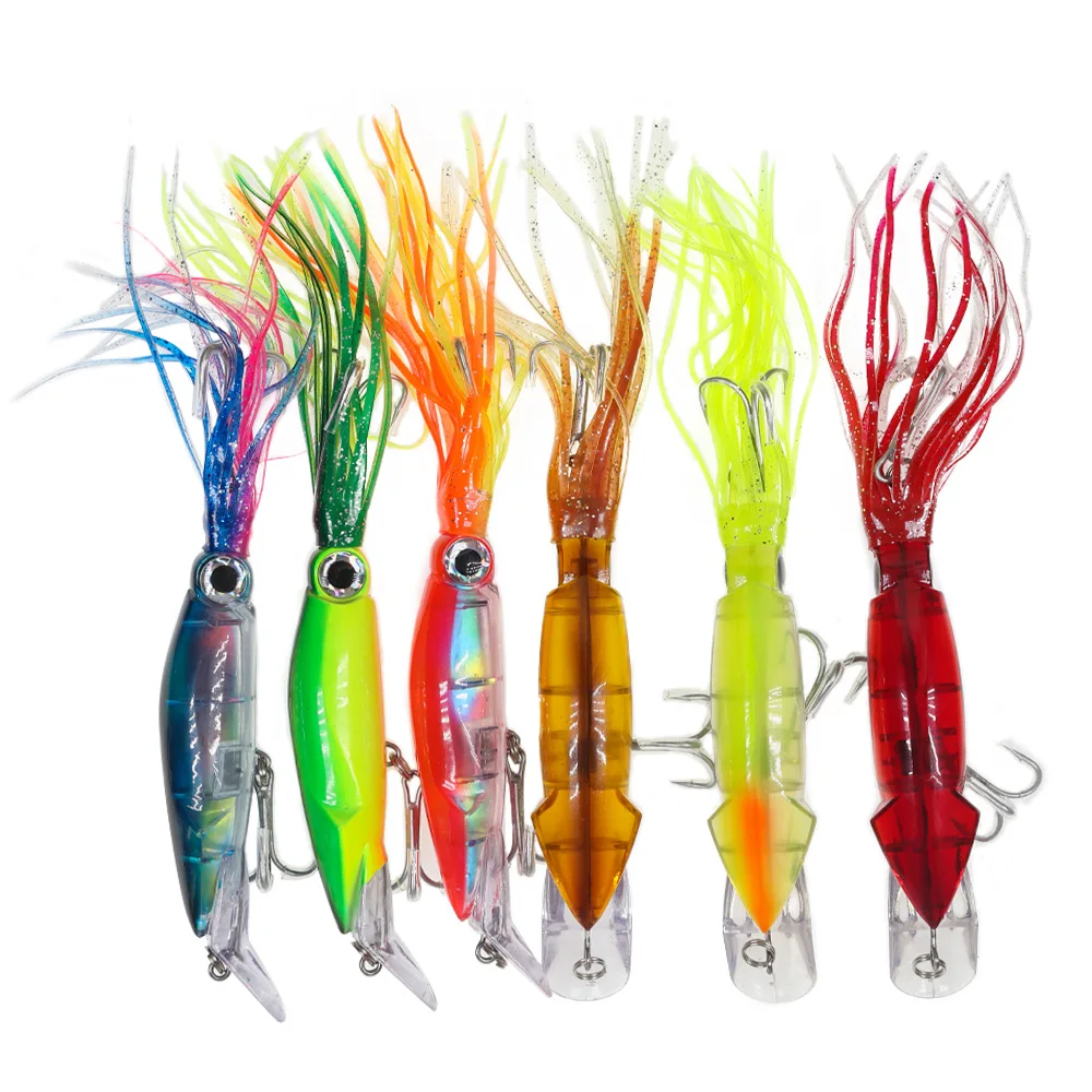 14cm/43g colorful squid lures with treble