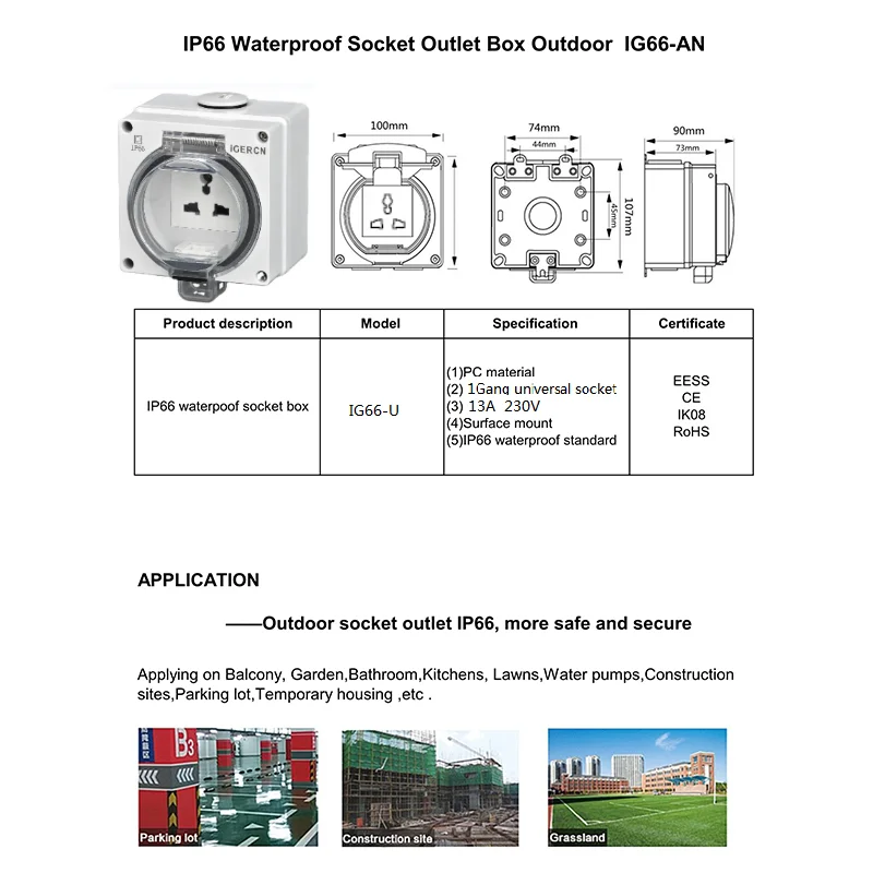 Ip66 Weatherproof Wall Mounted Socket Switch /explosionproof