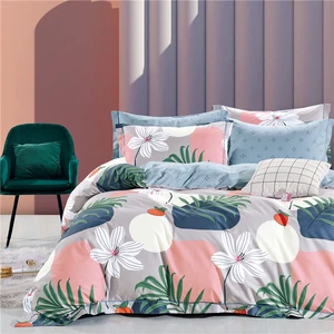 KOSMOS Factory Hot Sale Custom Luxury Bed Linen Twin Queen King Polyester Printed  Quilt  Bedding Sheet Set for Bed Room