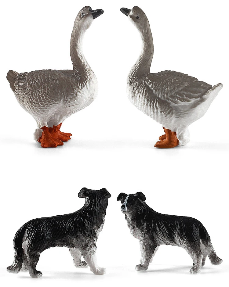 12pcs Realistic Simulated Poultry Action Figure Farm Dog Duck Cock