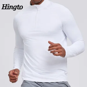 1/4 Zip Sports T-Shirt Breathable Gym Running Training Sportswear Tops Athletic Wear Compression Workout Gym Long Sleeve T-Shirt