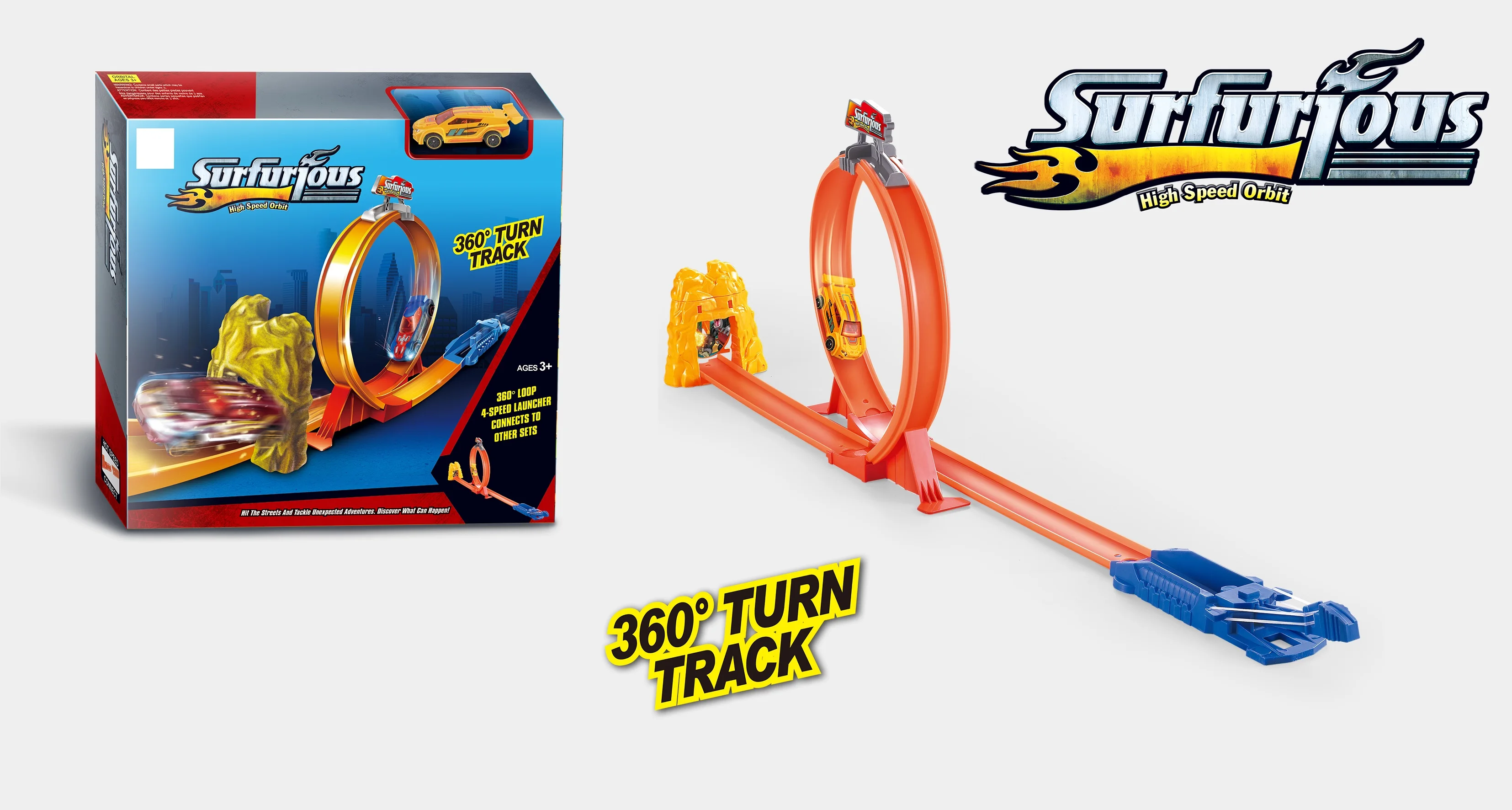 Track Racer Toy For Kids Slot Car Race Track Toy With 360 Degree Turn