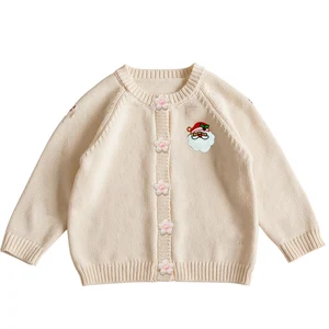 New Product Explosion Custom Santa Patch Girls Sweaters Pattern Sweater for Girl Kids