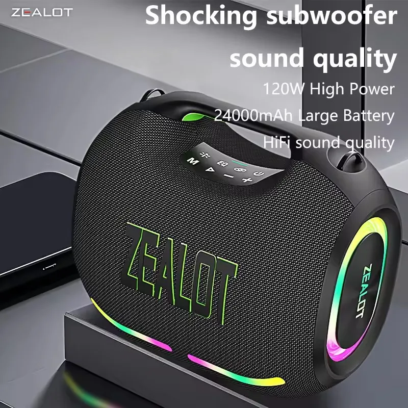 ZEALOT-ZE01 120W ワイヤレススピーカー Zealot ZE01 120W Wireless Speaker With Carry Handle, TWS