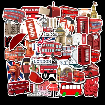 ZY0136C 50/PCS London red bus style graffiti stickers explosion models do not repeat lines