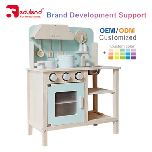 EDULAND Unisex Pretend Play Kitchen Play Set Educational Wooden Toy Preschool Kids Encourages Cooking MDF PC Material Box Packed