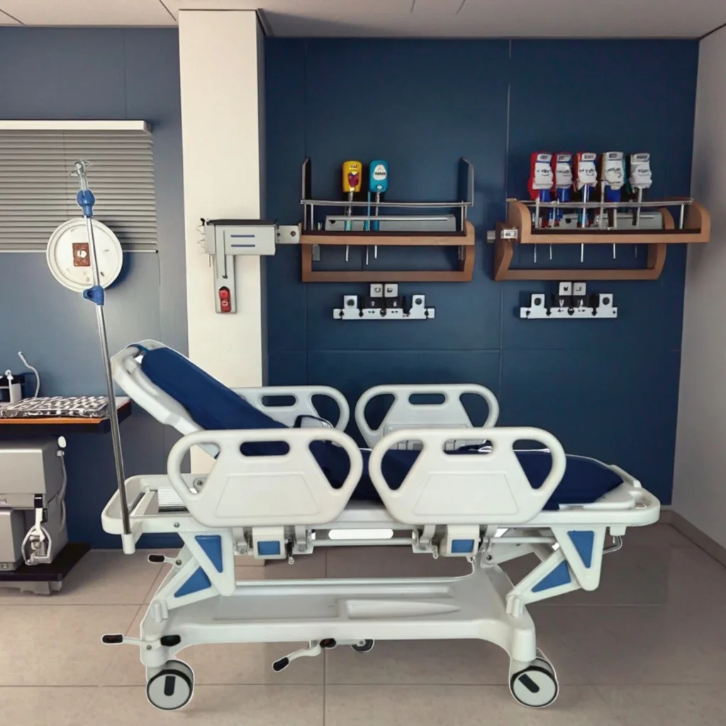 Hospital Furniture Metal Healthcare Transfer Trolley Infusion 70 Adjustable Back Rest Central Braking System for School Use 3