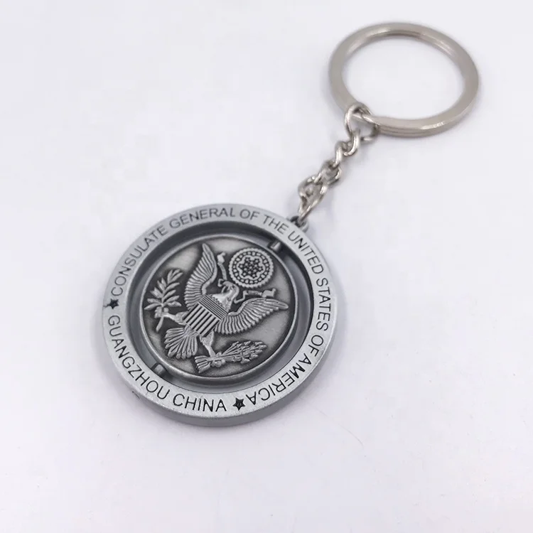 Engraved Logo Key Chain Factory Cheap Price  Rotating logo Metal  Key Chain manufacture