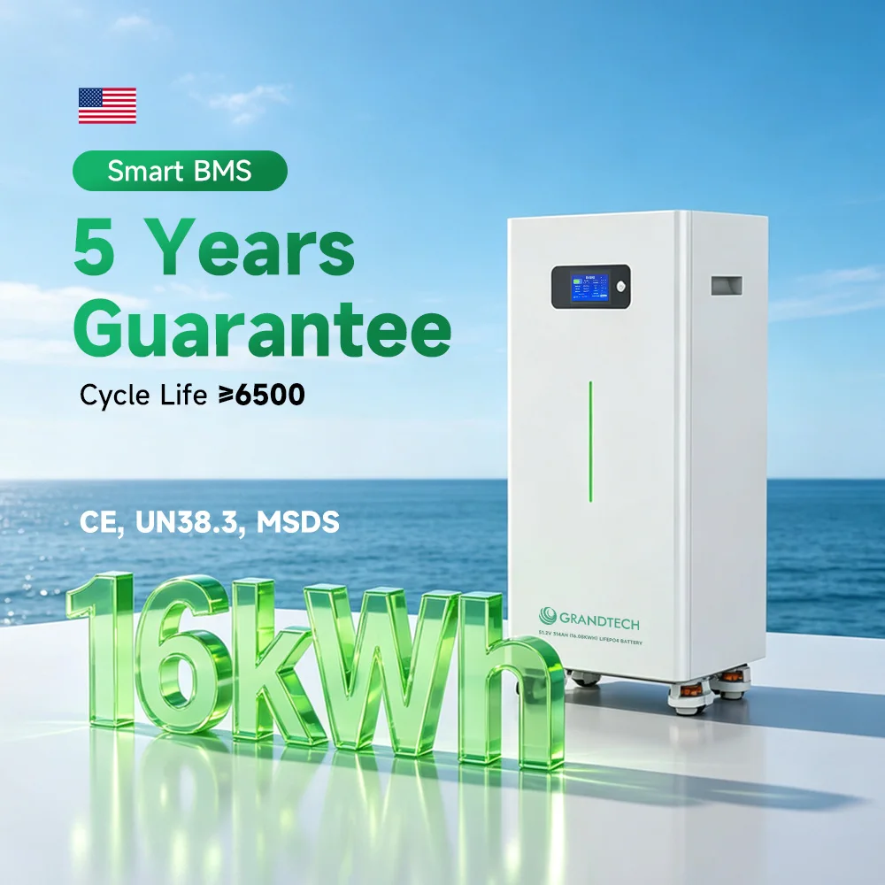 Grandtech Low Voltage 51.2V Lithium Solar Battery Home Energy Storage 314ah 16kwh Lifepo4 Battery With Pulleys