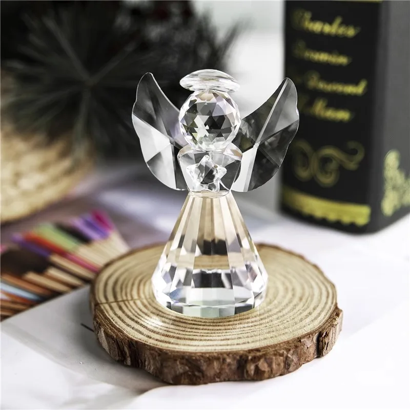 product wholesale cartoon crystal angel figurines custom swarovski mini guardian angel character home decor luxury figurine gift for kid-12