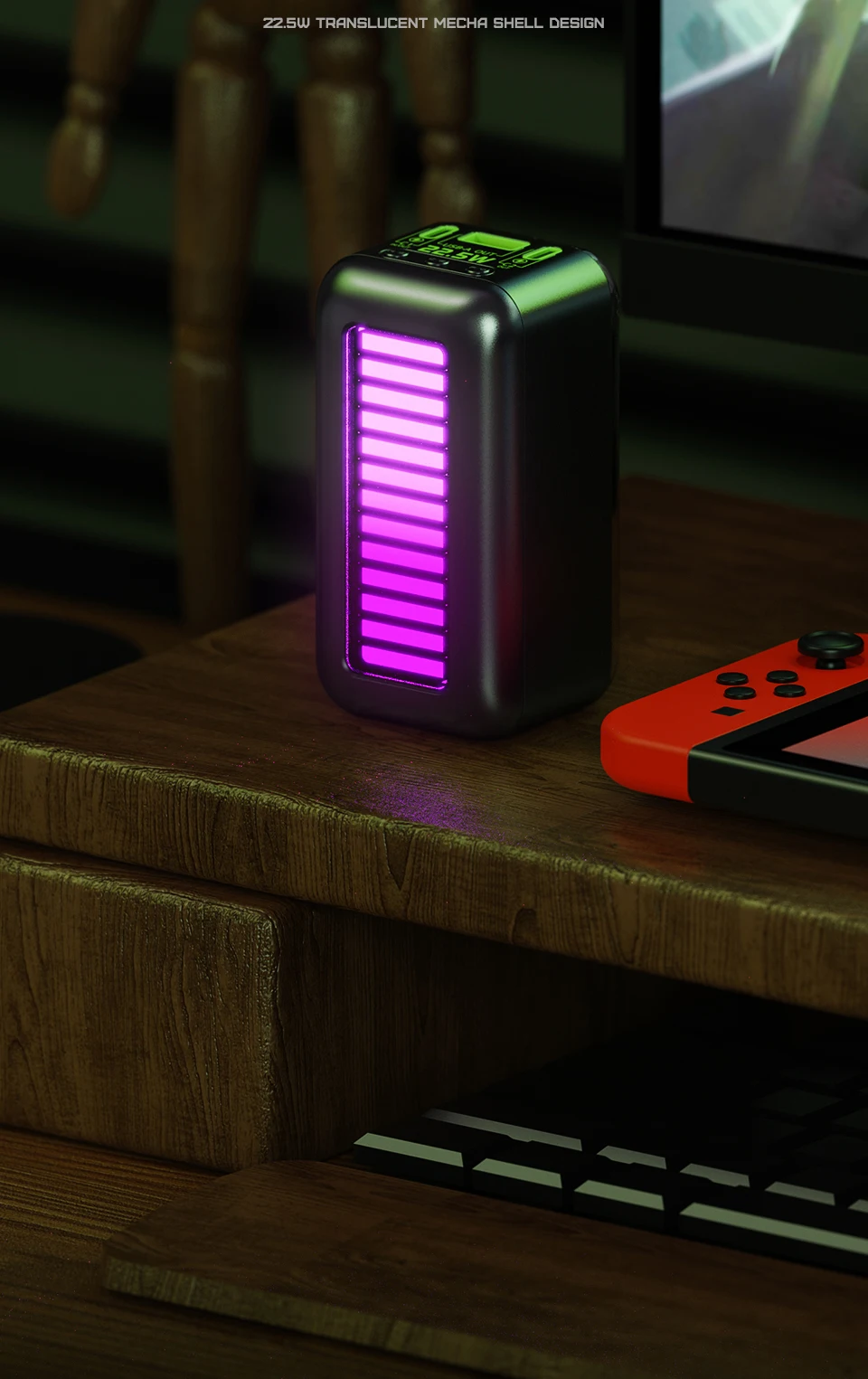 Cyberpunk Led Display Quick Charge Power Bank 10000mah 22.5w Pd Quick