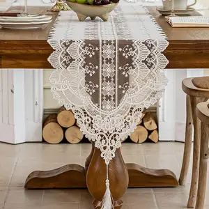 Wholesale Vintage White Household Hollow Lace Table Runner for Home Wedding Elegant Tablecloth Decoration