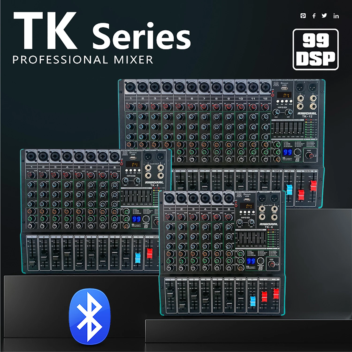 TK6 Professional Audio Digital Mixer - Record & Mix Music
