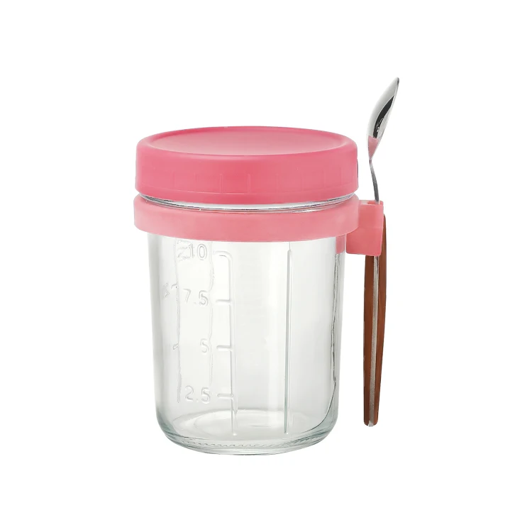 380ml Glas-Einweckglas Overnight Oats Joghurtbecher mit Löffel