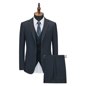 Men's Formal Slim Suit Breathable Anti-Wrinkle Woven Material Half Canvas Needle Detection Passed Grooms Corporate Professionals